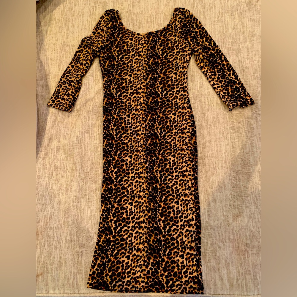 Animal Print Dress, Women’s M, Body Central Casual Comfort Stretch Long New